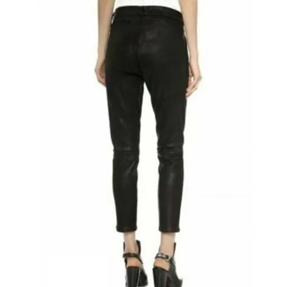 Rag & Bone Dash Suede Lamb Leather Crop Pants Black Size 26 - Picture 3 of 7
